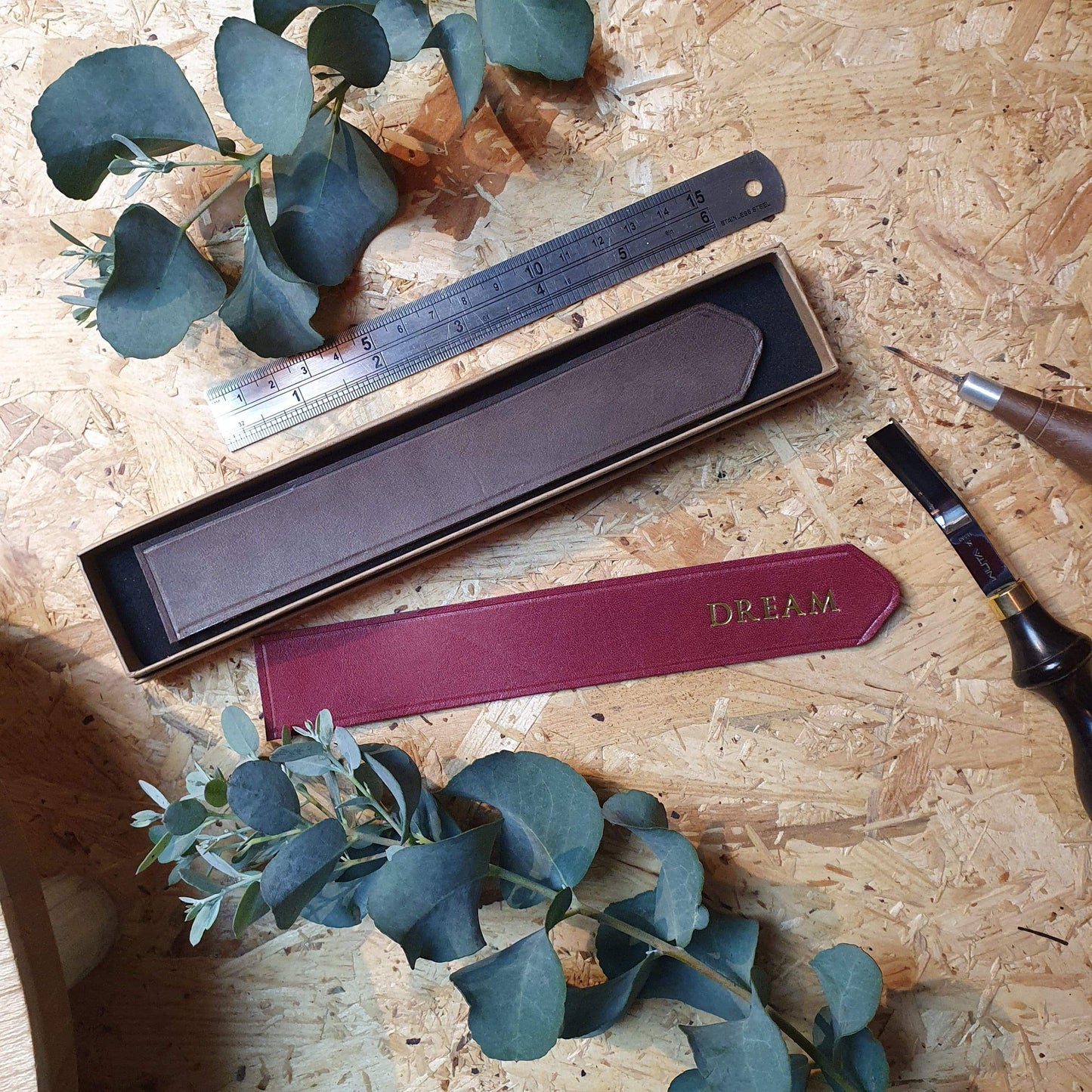 'Acorn' Handmade Leather Bookmark with personalisation