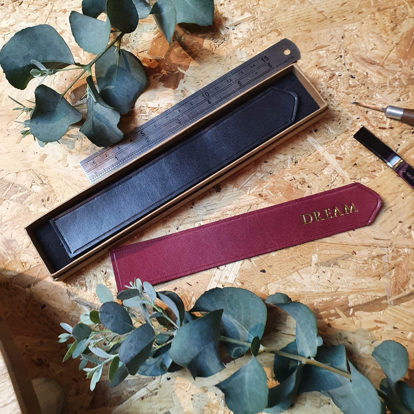 'Acorn' Handmade Leather Bookmark with personalisation