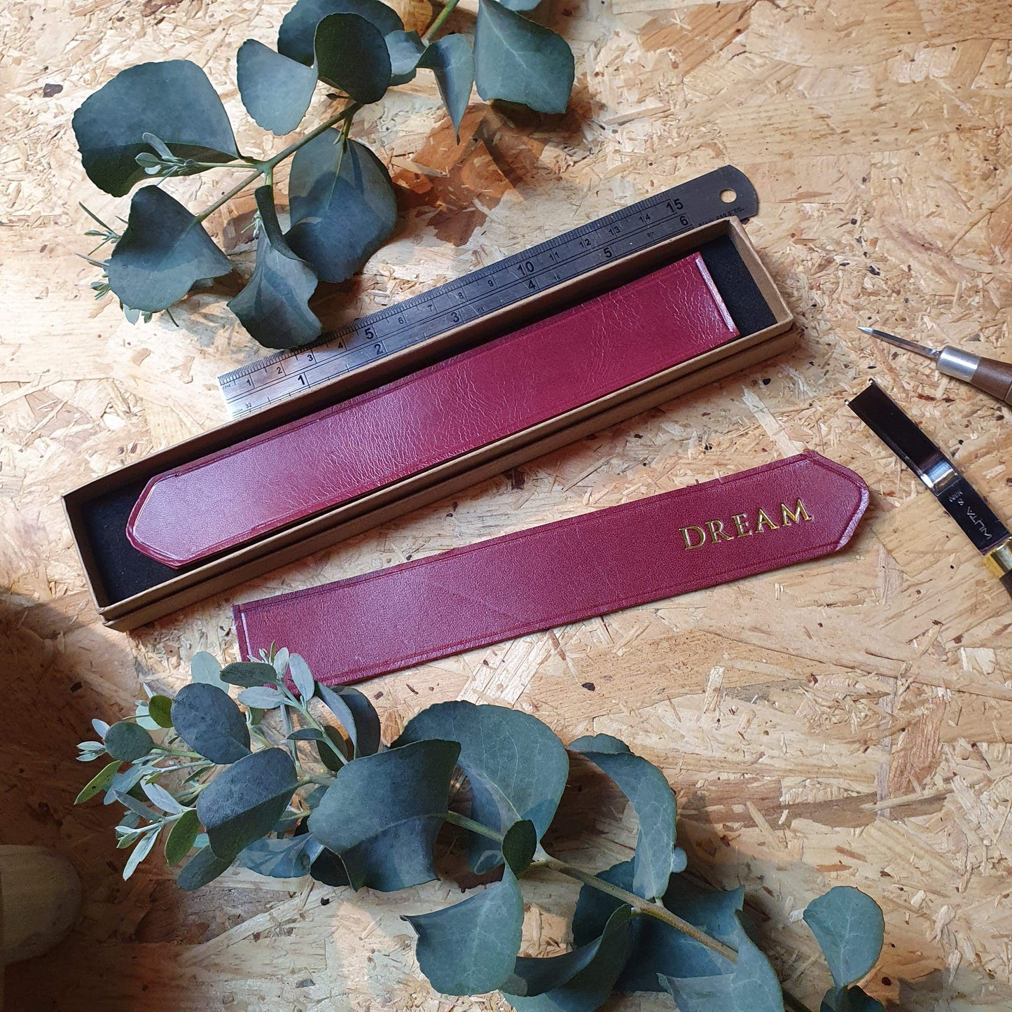 'Acorn' Handmade Leather Bookmark with personalisation