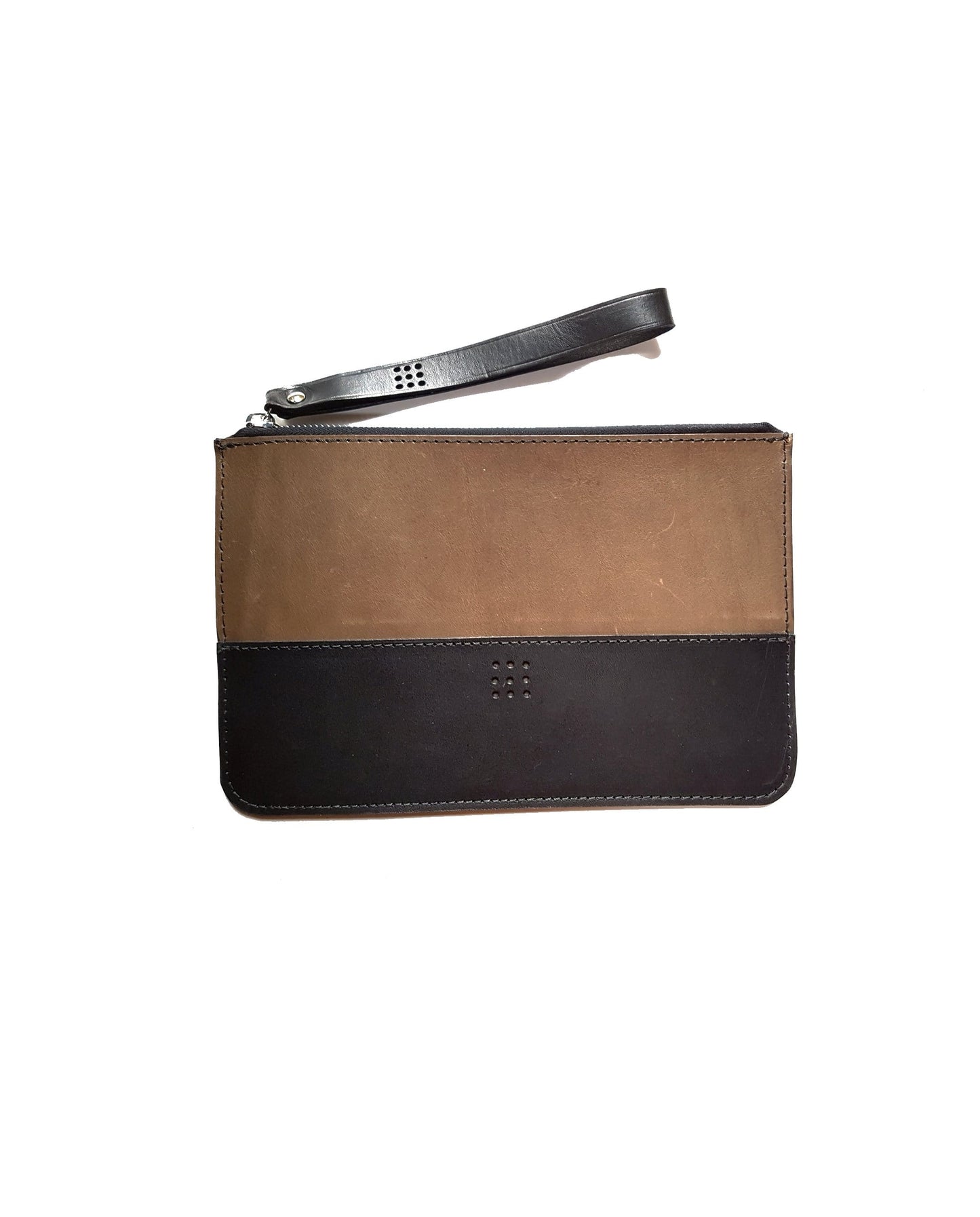 'Birch' Bespoke Handmade Leather Zip Top Pouch / Clutch Bag