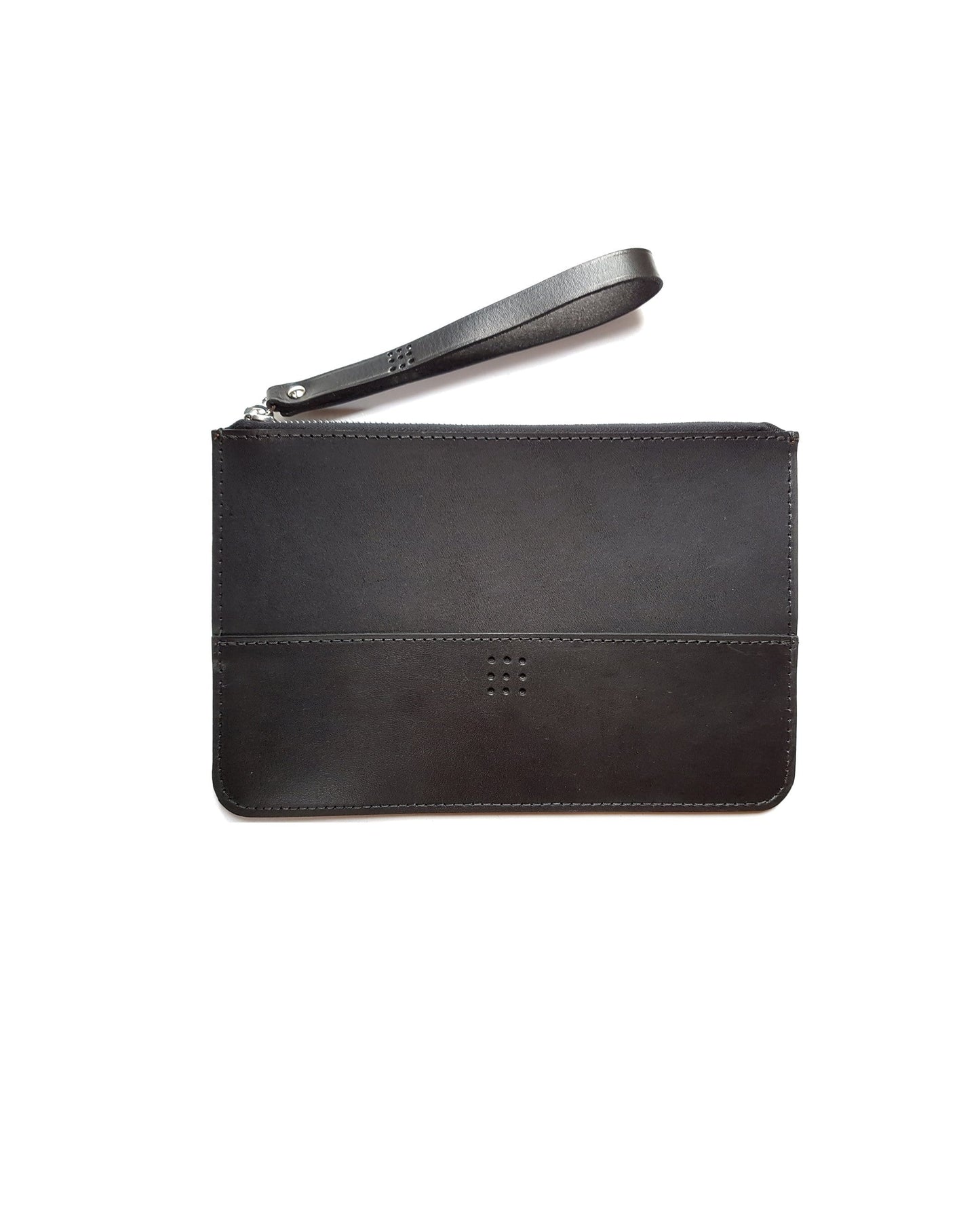 'Birch' Bespoke Handmade Leather Zip Top Pouch / Clutch Bag