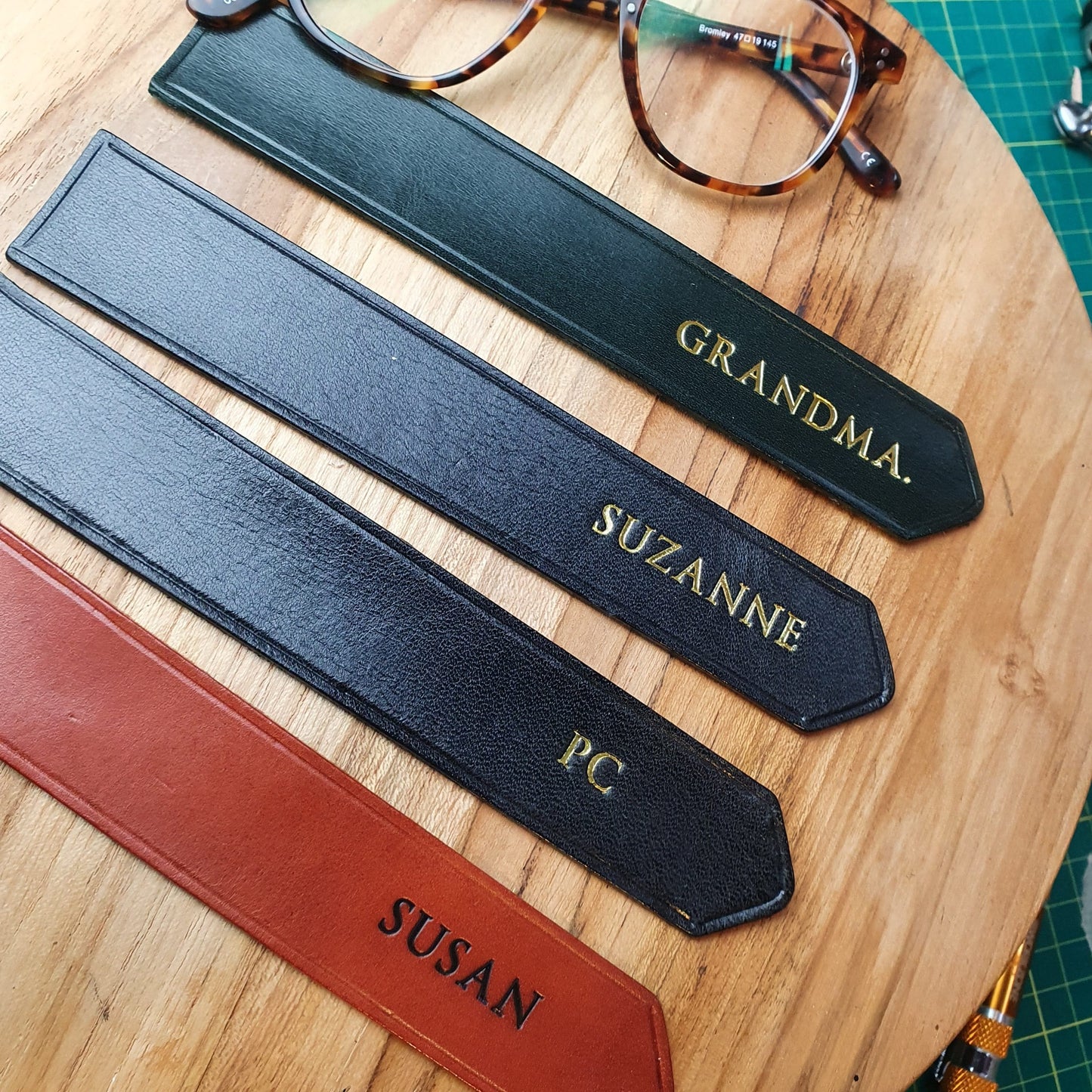 'Acorn' Handmade Leather Bookmark with personalisation