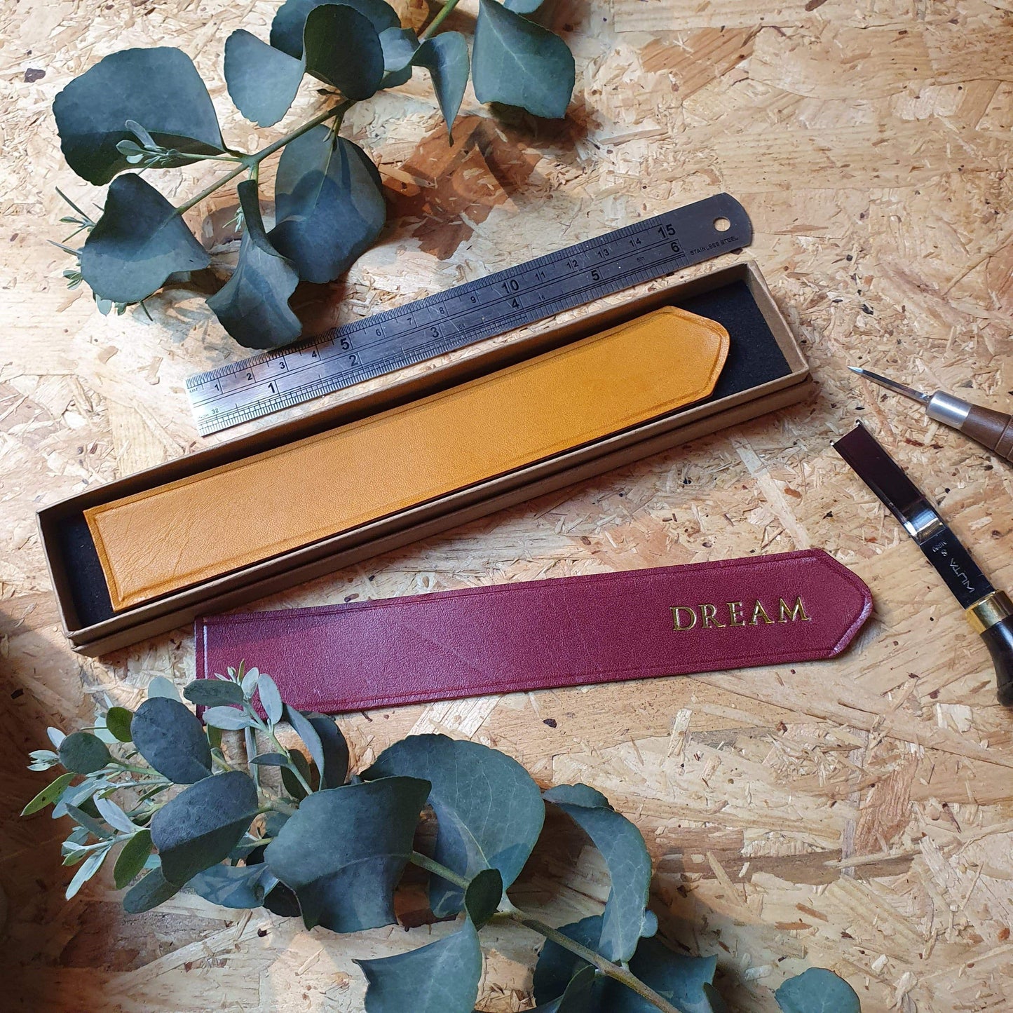 'Acorn' Handmade Leather Bookmark with personalisation