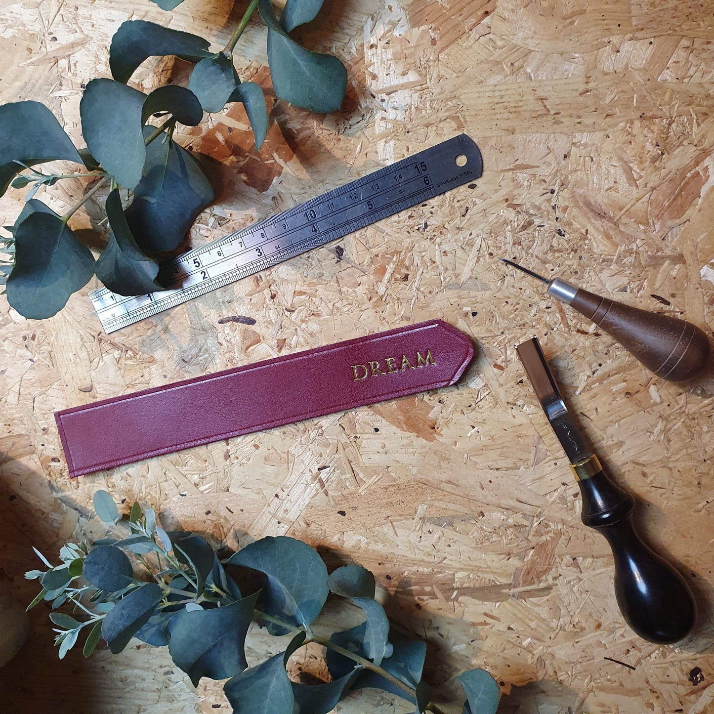 'Acorn' Handmade Leather Bookmark with personalisation