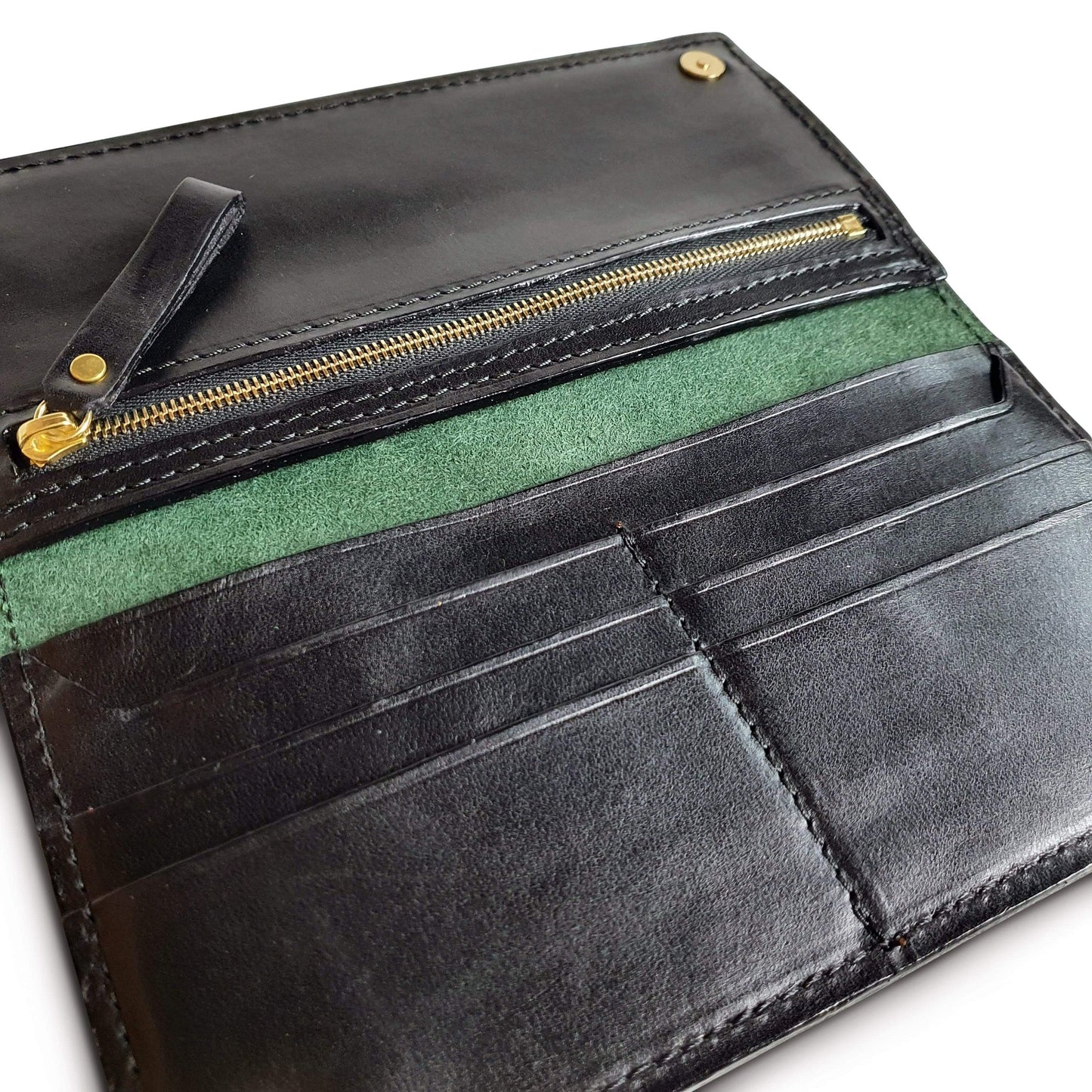 'Juniper' Bespoke Handmade Long Leather Purse with zip