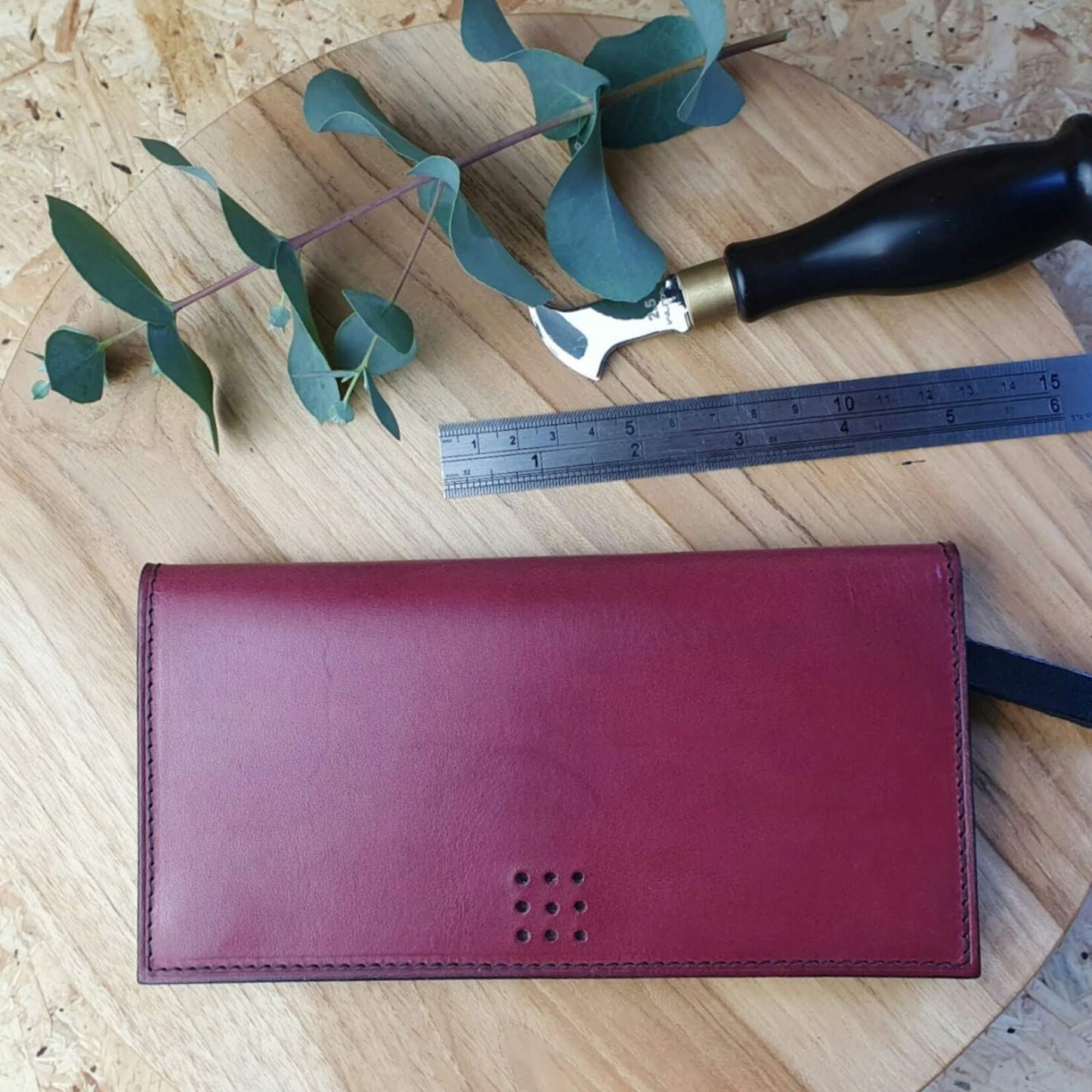 'Juniper' Bespoke Handmade Long Leather Purse with zip