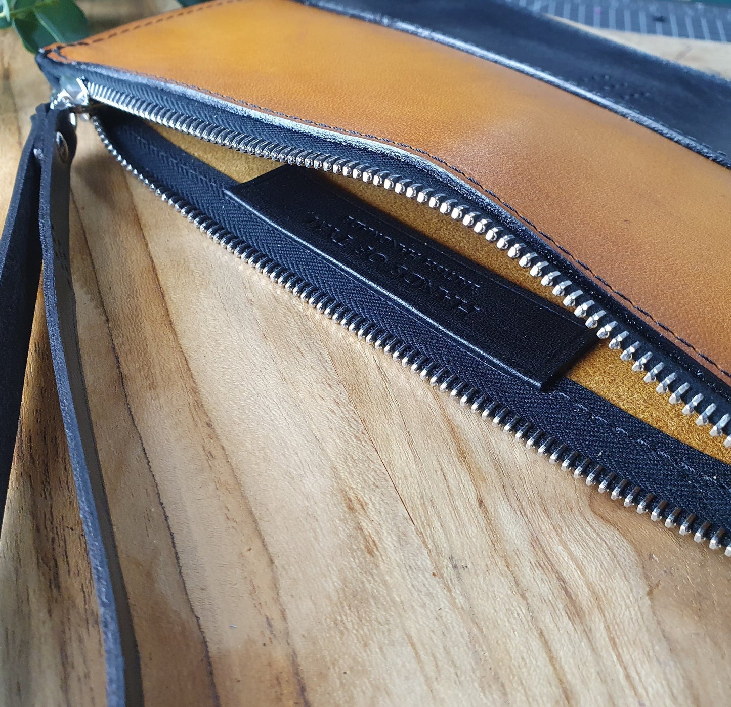 'Birch' Bespoke Handmade Leather Zip Top Pouch / Clutch Bag