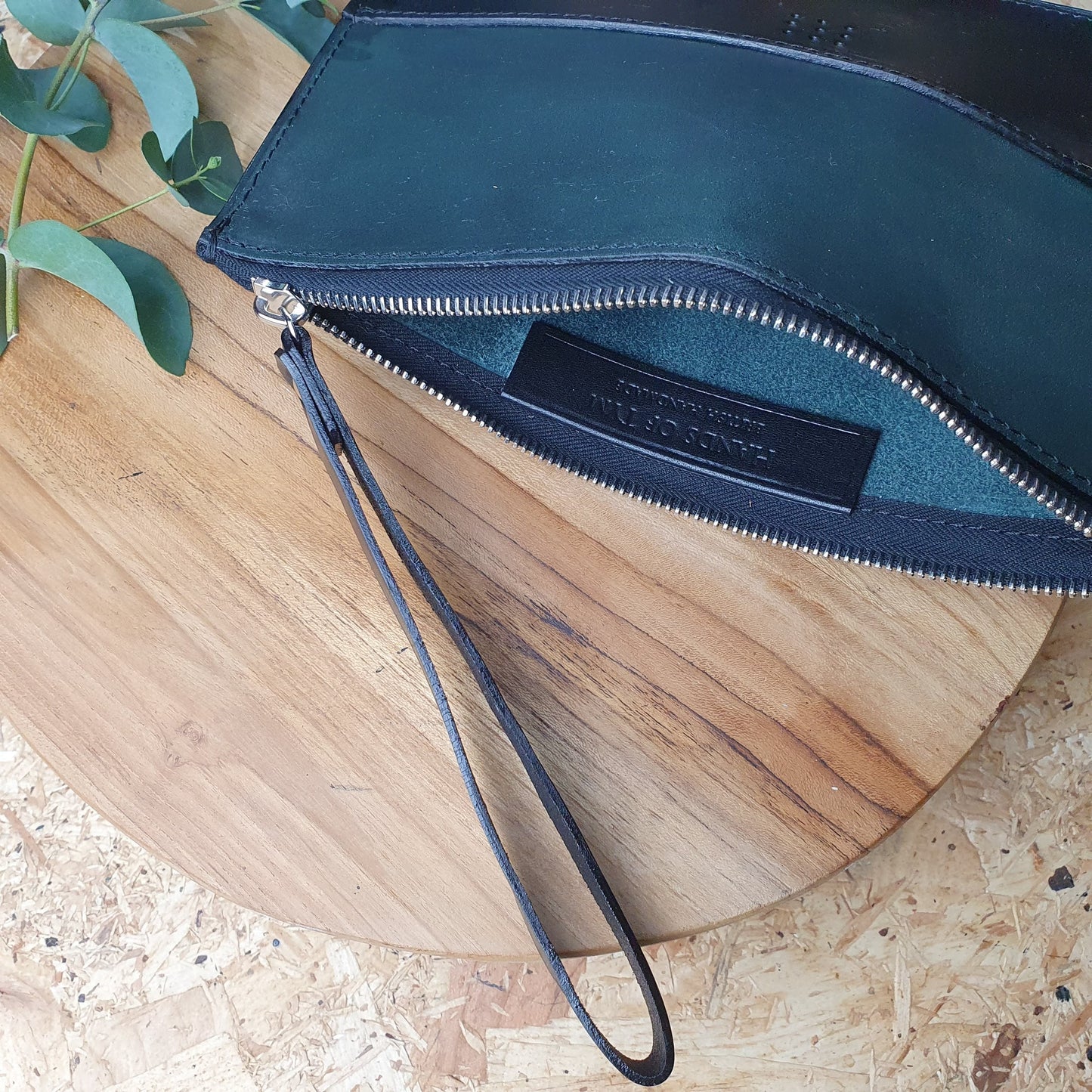 'Birch' Bespoke Handmade Leather Zip Top Pouch / Clutch Bag