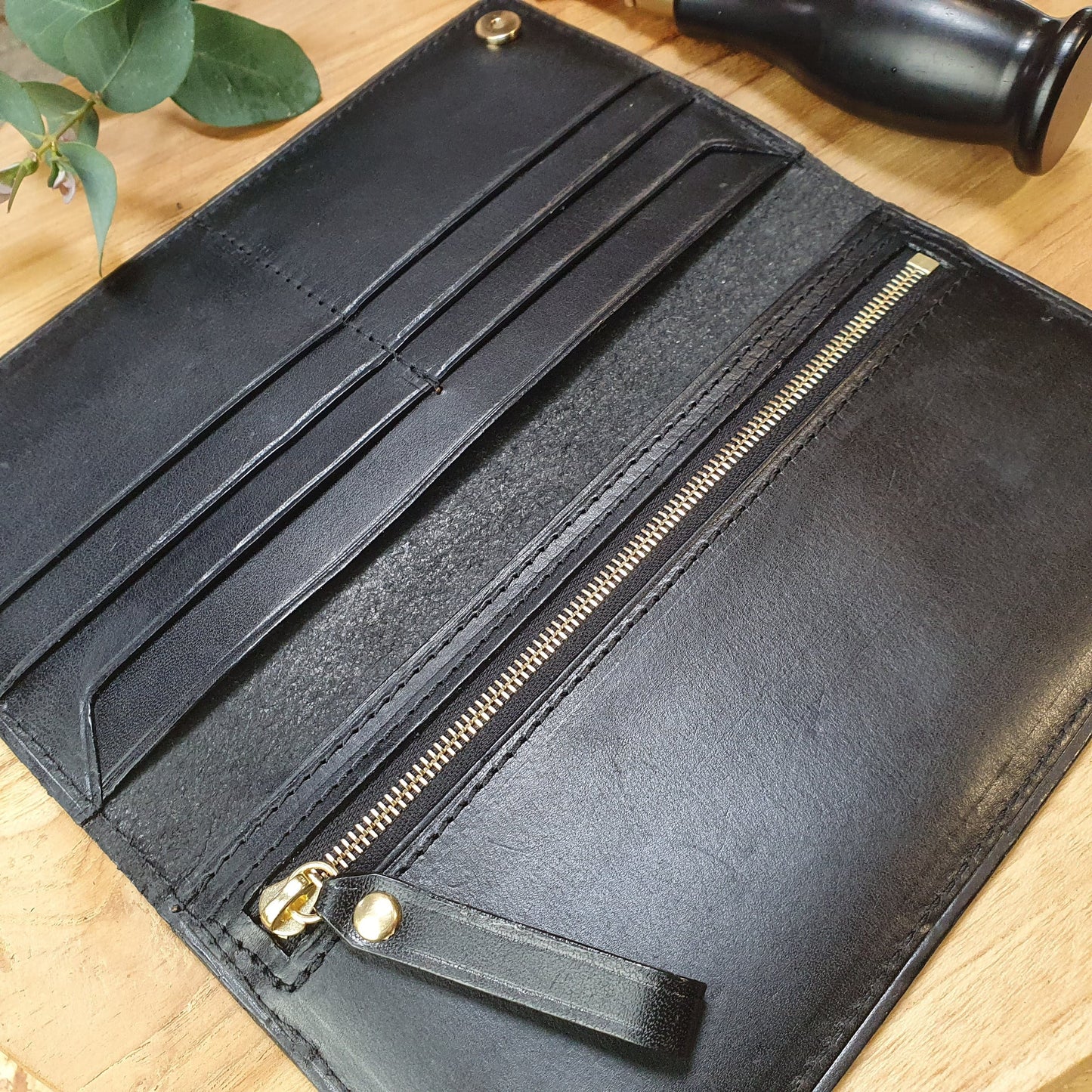 'Juniper' Bespoke Handmade Long Leather Purse with zip
